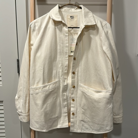 New with Tags NWT Sezane Will Jacket Pockets XS Denim Cardigan $145 Ecru - Picture 2 of 6